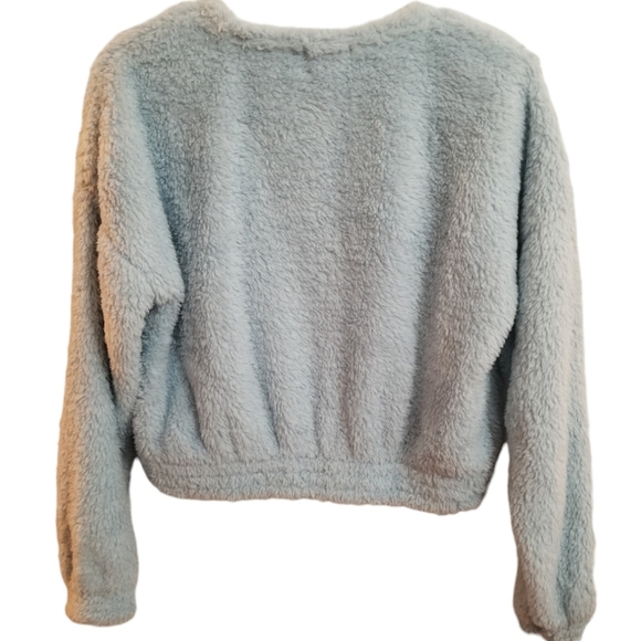 NEW Derek Heart "Be Happy" Cropped Fleece Pullover Women's Size Large - Picture 5 of 7